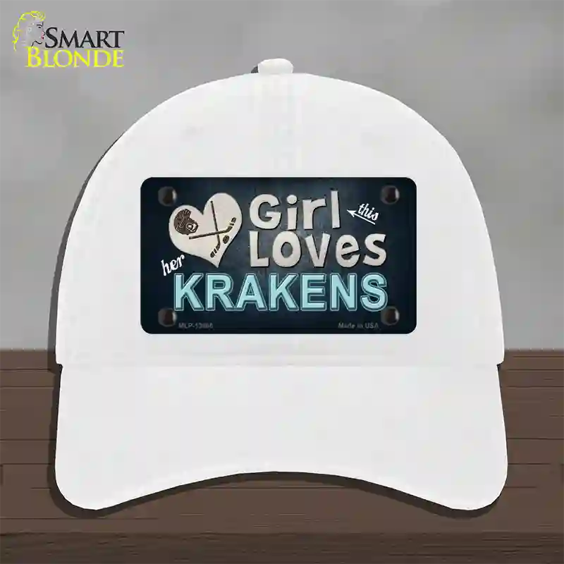 This Girl Loves Krakens Novelty License Plate Hat Tag Unconstructed Cotton / White