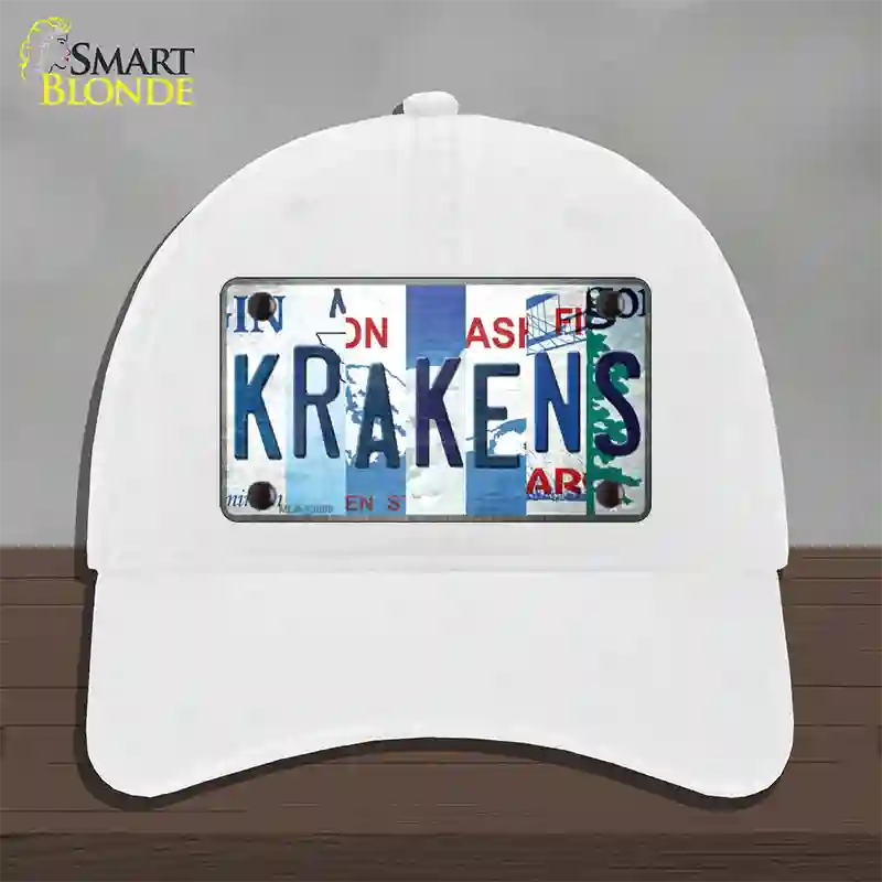 Krakens Strip Art Novelty License Plate Hat Tag Unconstructed Cotton / White