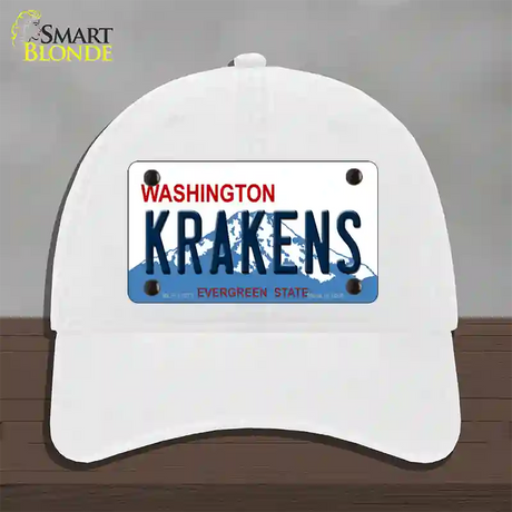 Krakens Washington Novelty License Plate Hat Tag Unconstructed Cotton / White