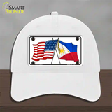 Philippines US Crossed Flag Novelty License Plate Hat Tag Unconstructed Cotton / White