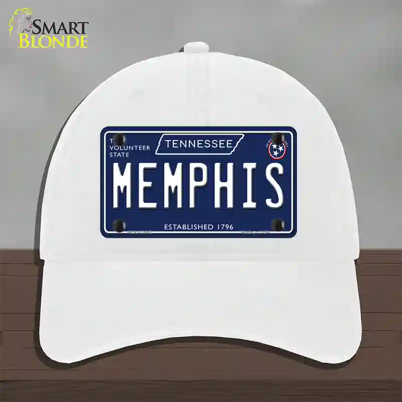 Memphis Tennessee Blue Novelty License Plate Hat Tag Unconstructed Cotton / White