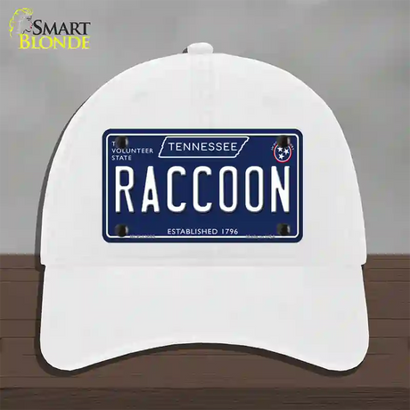 Raccoon Tennessee Blue Novelty License Plate Hat Tag Unconstructed Cotton / White