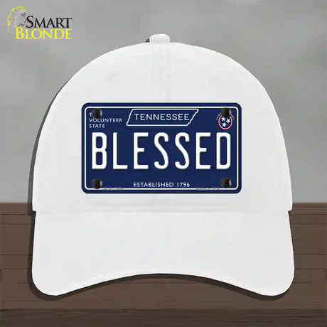 Blessed Tennessee Blue Novelty License Plate Hat Tag Unconstructed Cotton / White