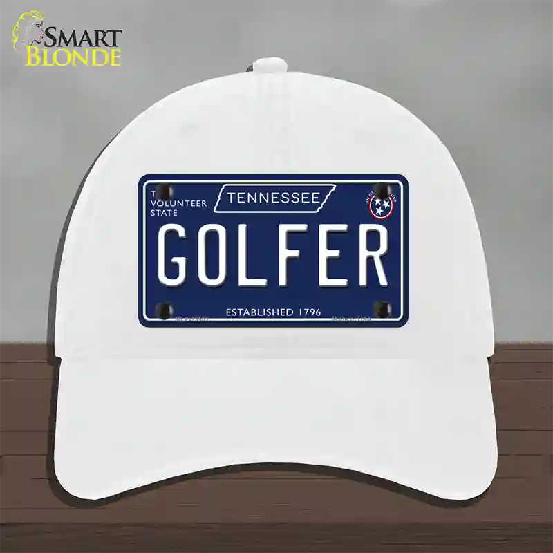 Golfer Tennessee Blue Novelty License Plate Hat Tag Unconstructed Cotton / White