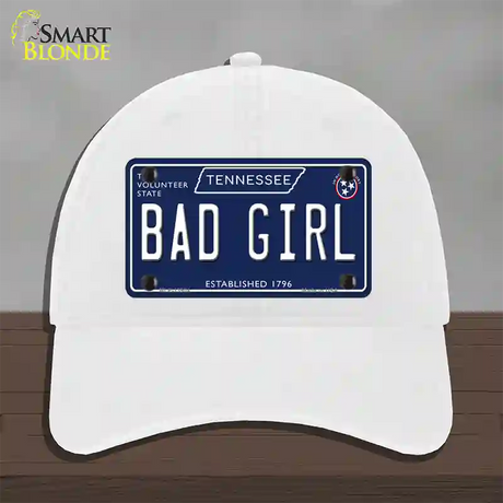 Bad Girl Tennessee Blue Novelty License Plate Hat Tag Unconstructed Cotton / White