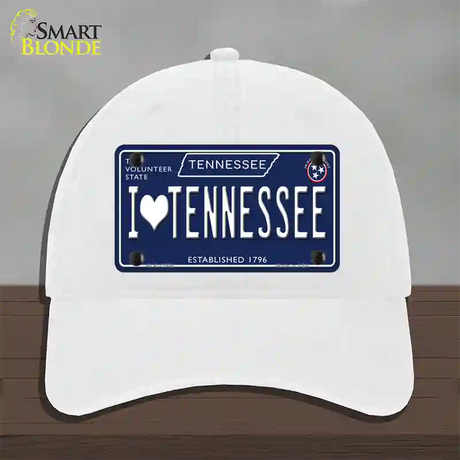 I Heart TN Tennessee Blue Novelty License Plate Hat Tag Unconstructed Cotton / White