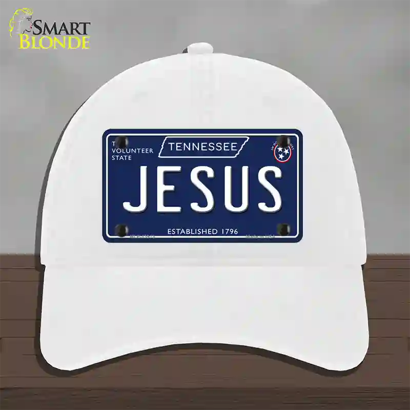 Jesus Tennessee Blue Novelty License Plate Hat Tag Unconstructed Cotton / White