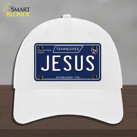 Jesus Tennessee Blue Novelty License Plate Hat Tag Unconstructed Cotton / White