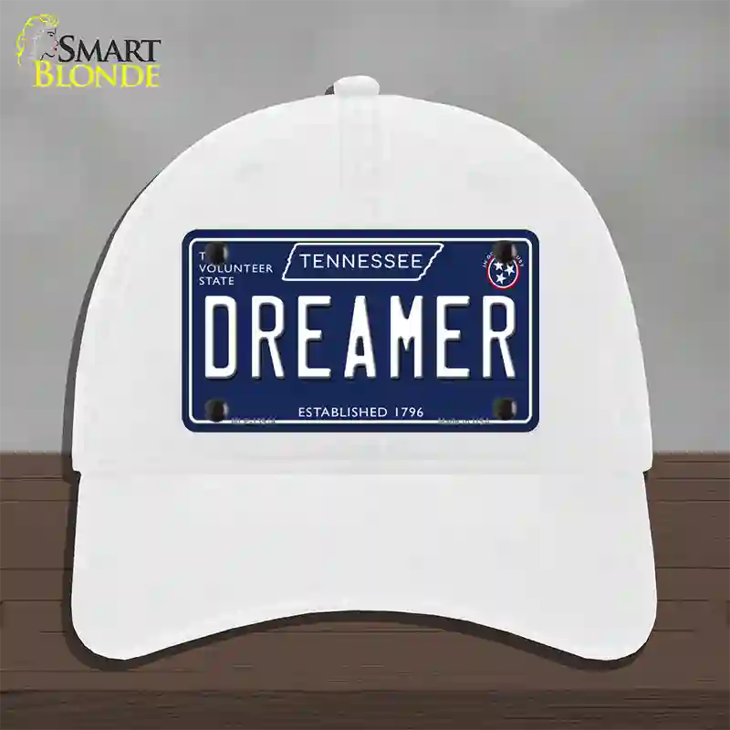 Dreamer Tennessee Blue Novelty License Plate Hat Tag Unconstructed Cotton / White