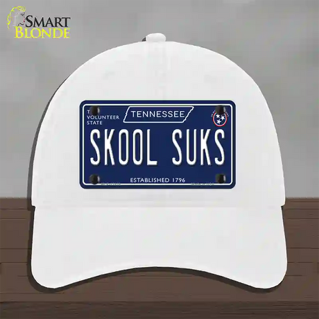 Skool Suks Tennessee Blue Novelty License Plate Hat Tag Unconstructed Cotton / White