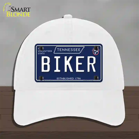 Biker Tennessee Blue Novelty License Plate Hat Tag Unconstructed Cotton / White