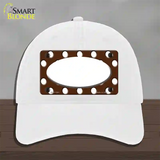 White Brown Polka Dot Center Oval Novelty License Plate Hat Unconstructed Cotton / White