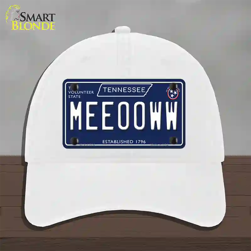 Meeooww Tennessee Blue Novelty License Plate Hat Tag Unconstructed Cotton / White