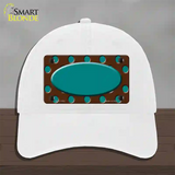 Teal Brown Polka Dot Center Oval Novelty License Plate Hat Unconstructed Cotton / White