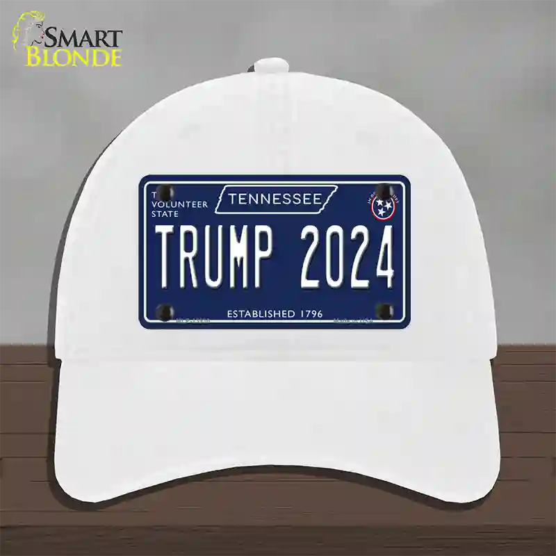 Trump 2024 Tennessee Blue Novelty License Plate Hat Tag Unconstructed Cotton / White