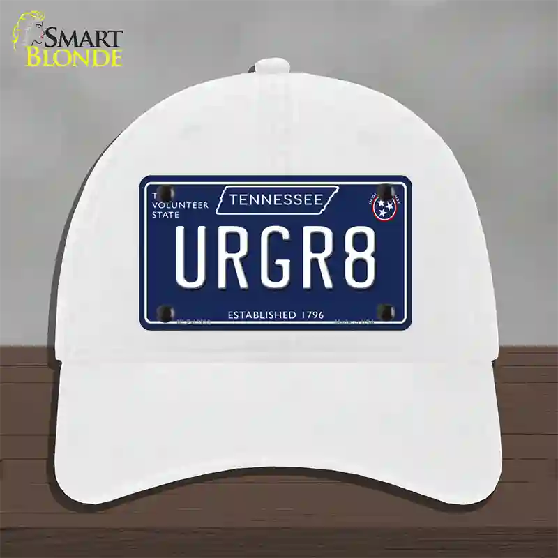 URGR8 Tennessee Blue Novelty License Plate Hat Tag Unconstructed Cotton / White