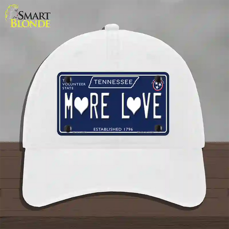 More Love Hearts Tennessee Blue Novelty License Plate Hat Tag Unconstructed Cotton / White