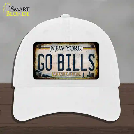 Go Bills New York White Novelty License Plate Hat Tag Unconstructed Cotton / White