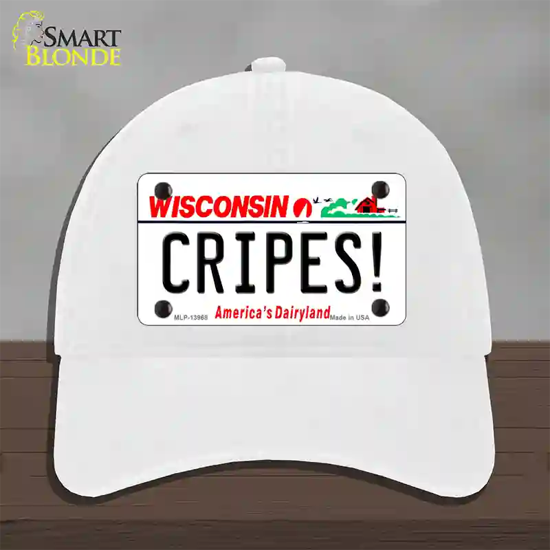 Cripes Wisconsin Novelty License Plate Hat Tag Unconstructed Cotton / White