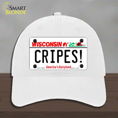 Cripes Wisconsin Novelty License Plate Hat Tag Unconstructed Cotton / White