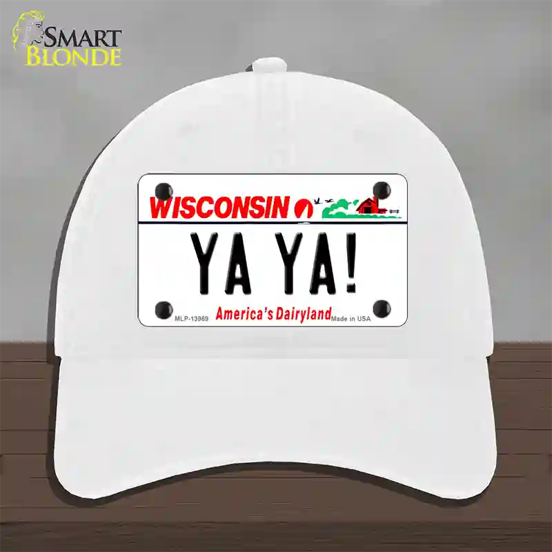 Ya Ya Wisconsin Novelty License Plate Hat Tag Unconstructed Cotton / White