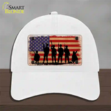 Military Soldiers American Flag Novelty License Plate Hat Tag Unconstructed Cotton / White