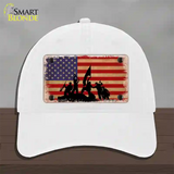 Grunge American Flag with Soldiers Novelty License Plate Hat Tag Unconstructed Cotton / White