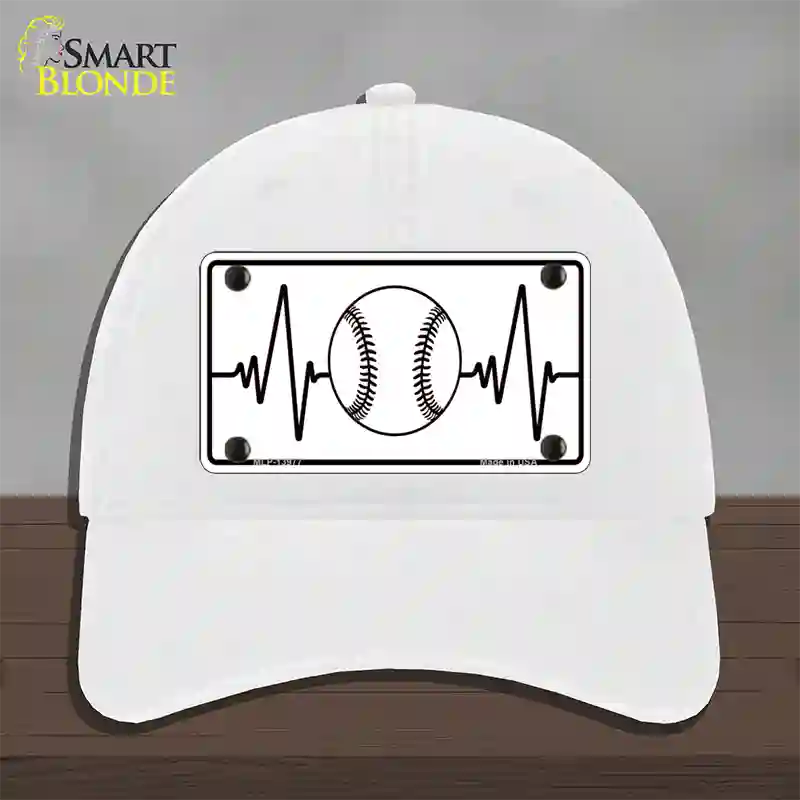 Baseball Heart Beat Novelty License Plate Hat Tag Unconstructed Cotton / White