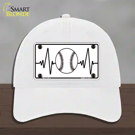 Baseball Heart Beat Novelty License Plate Hat Tag Unconstructed Cotton / White