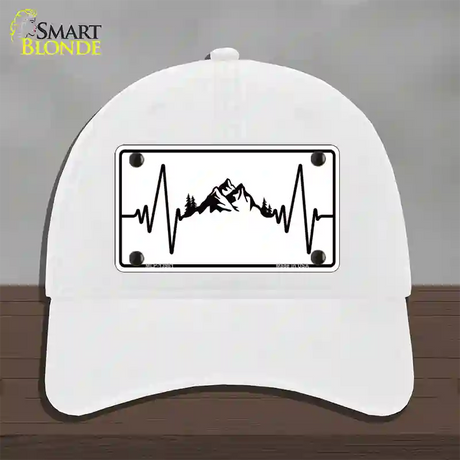 Mountains Heart Beat Novelty License Plate Hat Tag Unconstructed Cotton / White