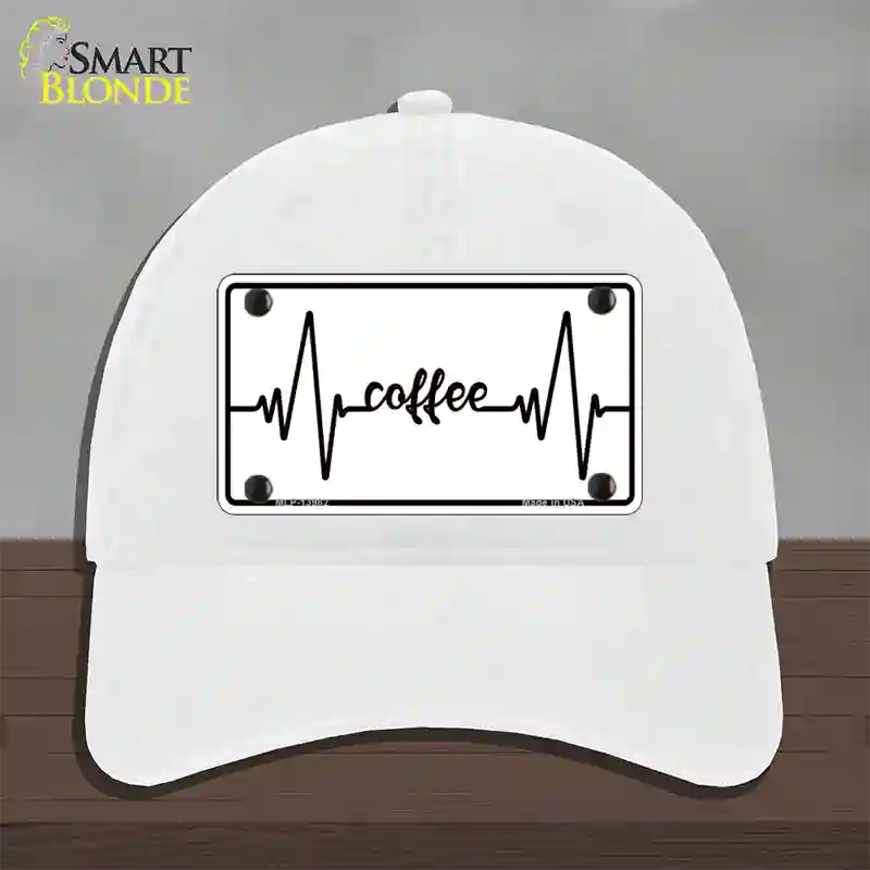 Coffee Heart Beat Novelty License Plate Hat Tag Unconstructed Cotton / White