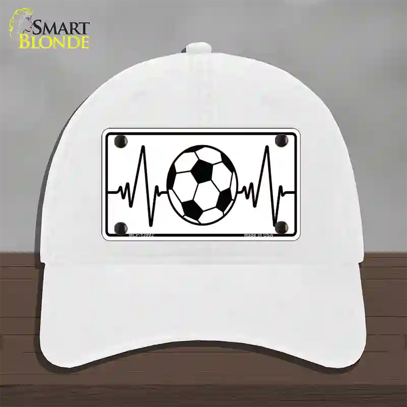 Soccer Heart Beat Novelty License Plate Hat Tag Unconstructed Cotton / White