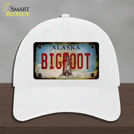 Bigfoot Alaska Novelty License Plate Hat Tag Unconstructed Cotton / White