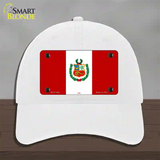 Peru Flag Novelty License Plate Hat Unconstructed Cotton / White