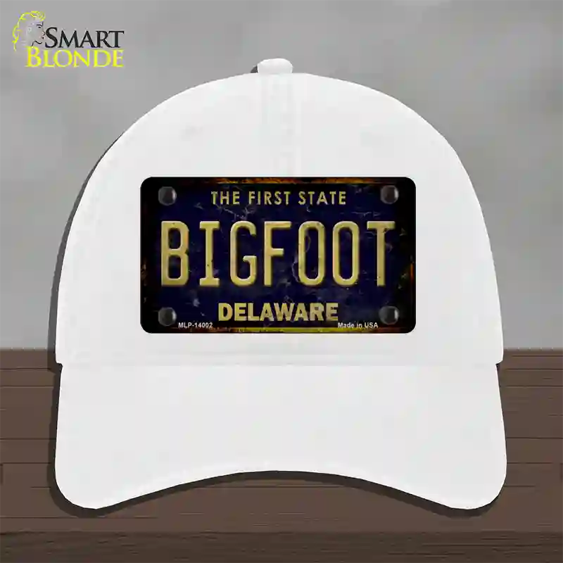 Bigfoot Delaware Novelty License Plate Hat Tag Unconstructed Cotton / White