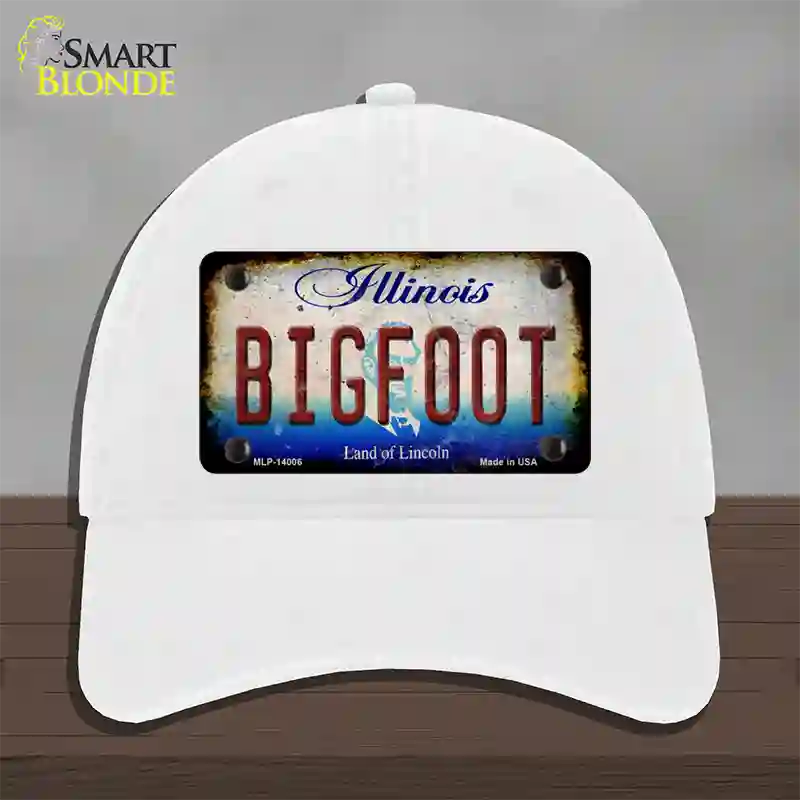 Bigfoot Illinois Novelty License Plate Hat Tag Unconstructed Cotton / White