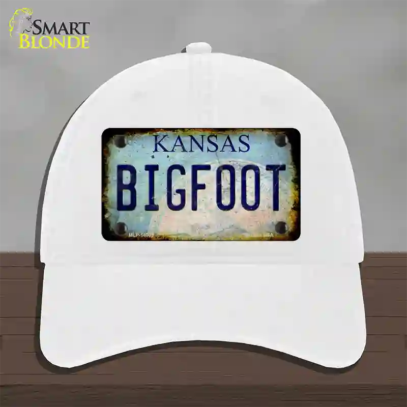 Bigfoot Kansas Novelty License Plate Hat Tag Unconstructed Cotton / White