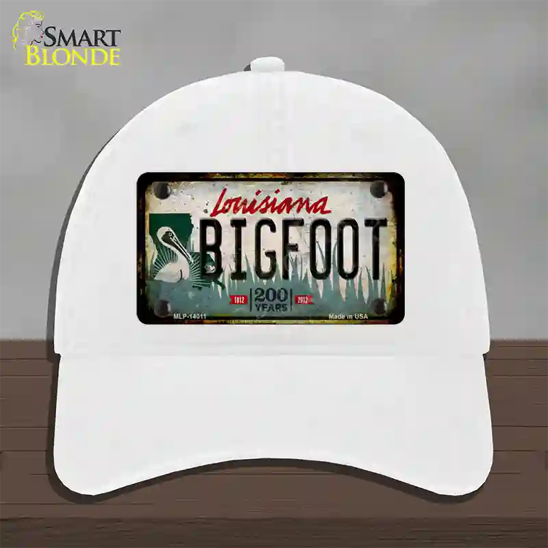 Bigfoot Louisiana Novelty License Plate Hat Tag Unconstructed Cotton / White