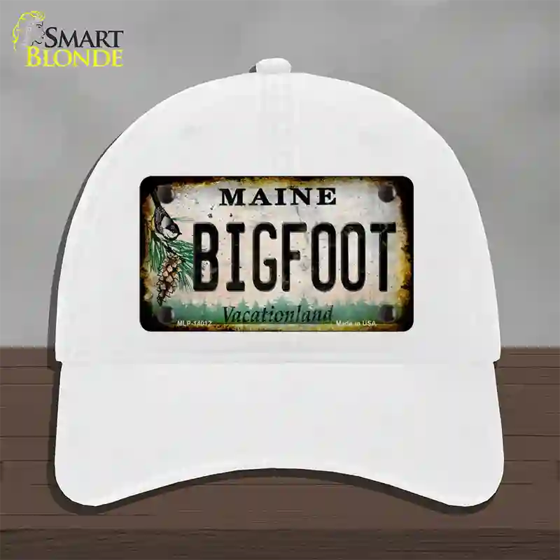 Bigfoot Maine Novelty License Plate Hat Tag Unconstructed Cotton / White