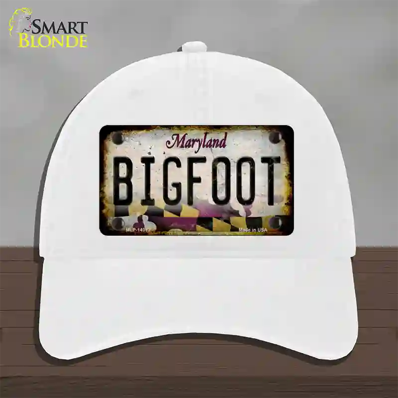 Bigfoot Maryland Novelty License Plate Hat Tag Unconstructed Cotton / White