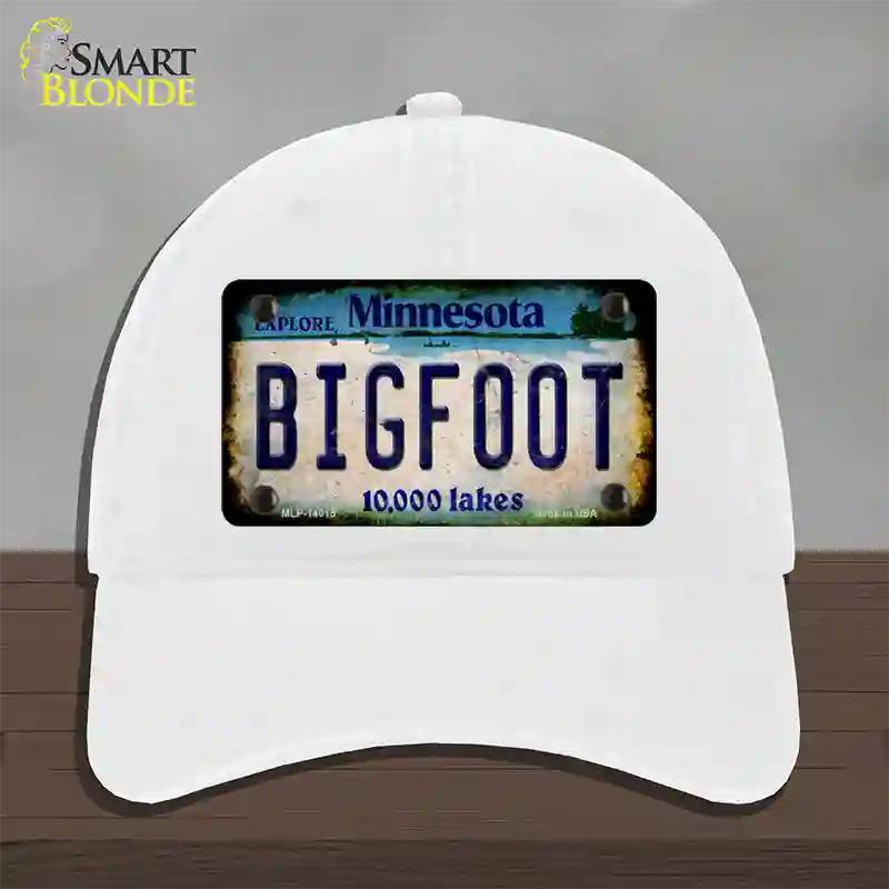 Bigfoot Minnesota Novelty License Plate Hat Tag Unconstructed Cotton / White