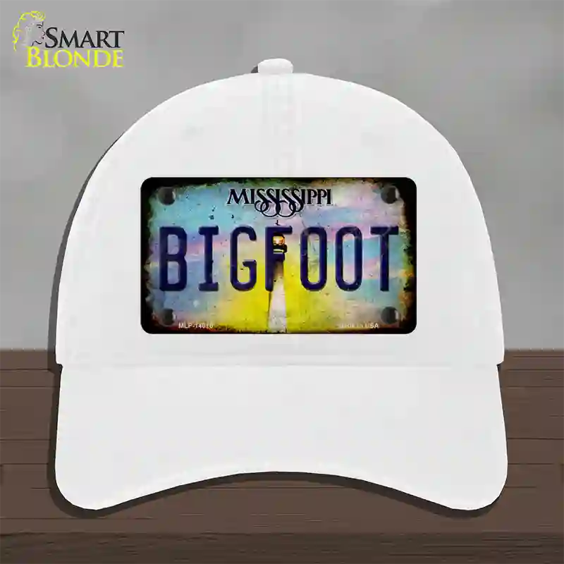 Bigfoot Mississippi Novelty License Plate Hat Tag Unconstructed Cotton / White