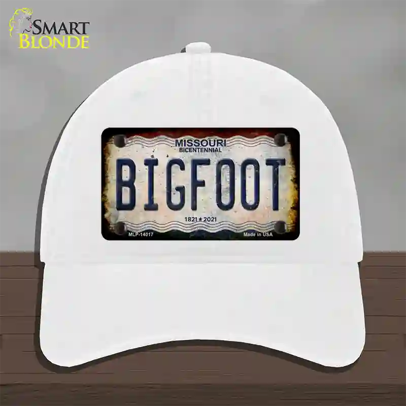 Bigfoot Missouri Novelty License Plate Hat Tag Unconstructed Cotton / White