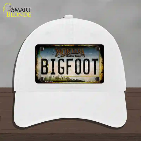 Bigfoot Montana Novelty License Plate Hat Tag Unconstructed Cotton / White