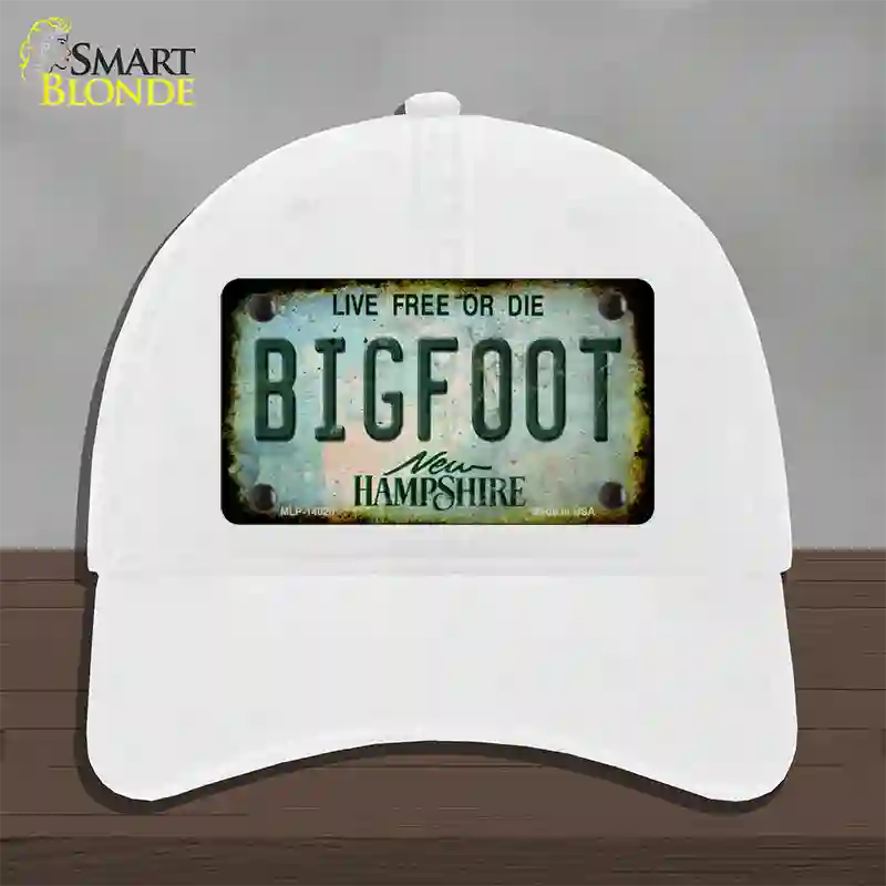 Bigfoot New Hampshire Novelty License Plate Hat Tag Unconstructed Cotton / White