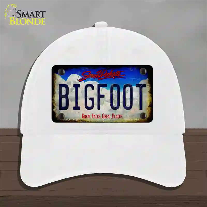 Bigfoot South Dakota Novelty License Plate Hat Tag Unconstructed Cotton / White