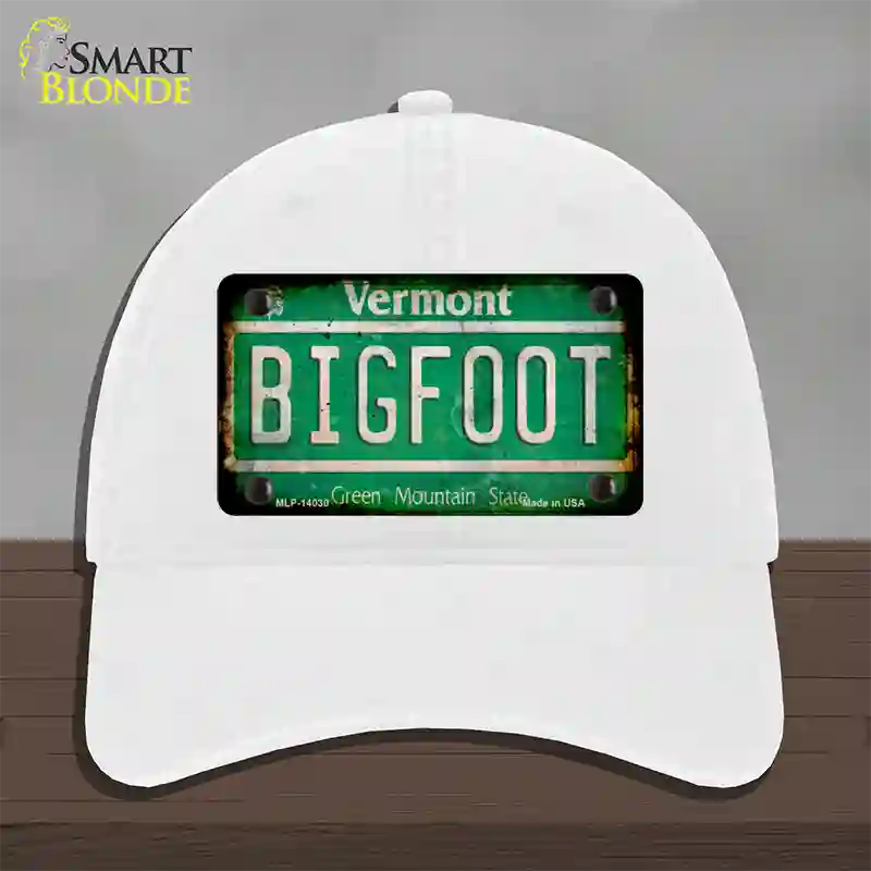 Bigfoot Vermont Novelty License Plate Hat Tag Unconstructed Cotton / White