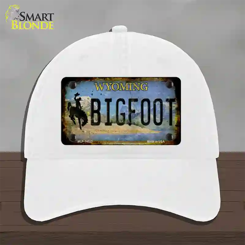 Bigfoot Wyoming Novelty License Plate Hat Tag Unconstructed Cotton / White