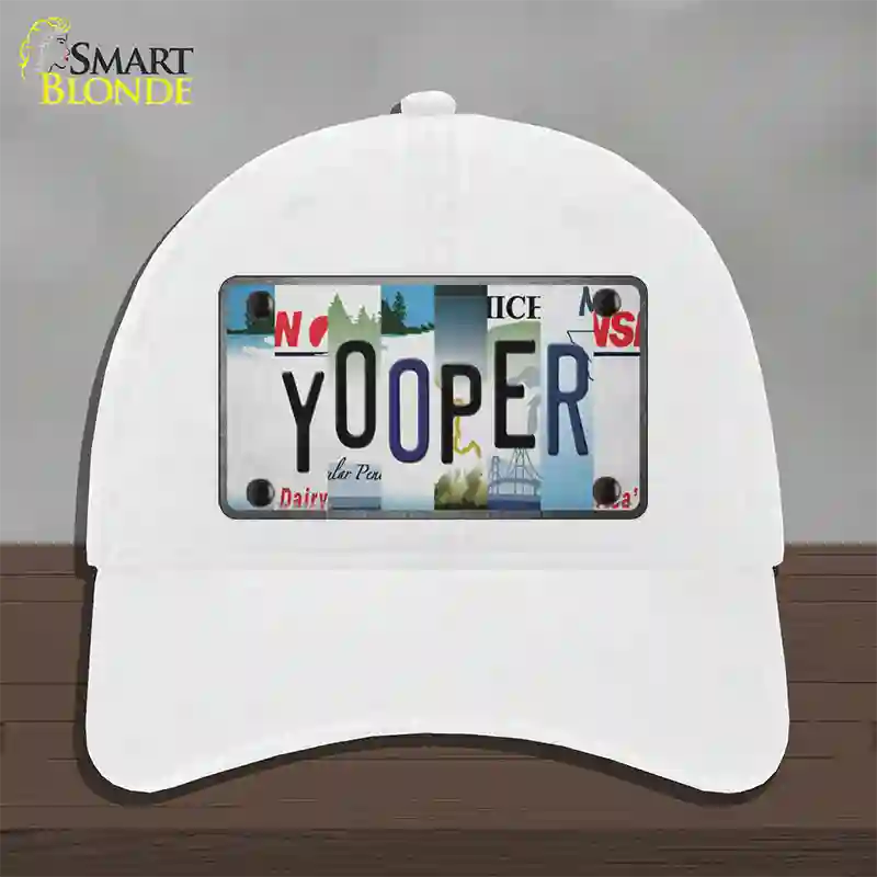 Yooper Strip Art Novelty License Plate Hat Tag Unconstructed Cotton / White