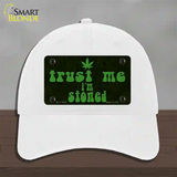 Trust Me Stoned Novelty License Plate Hat Unconstructed Cotton / White